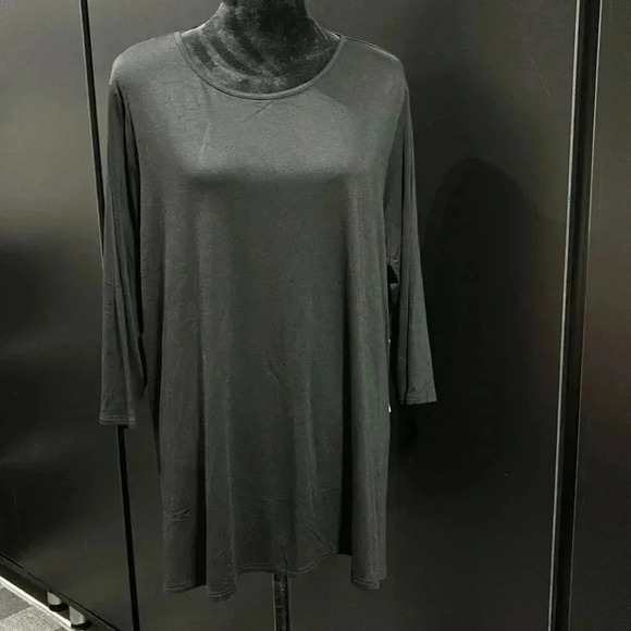 Cyrus long sleeve round neck stretch black/zebra print top – 2X - Picture 1 of 12